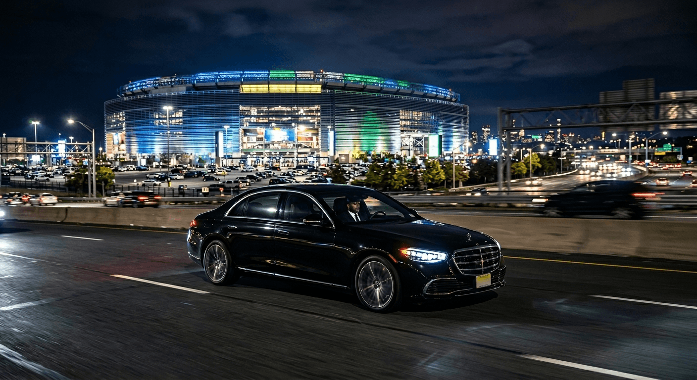 Chauffeur assisting a client outside a luxury sedan