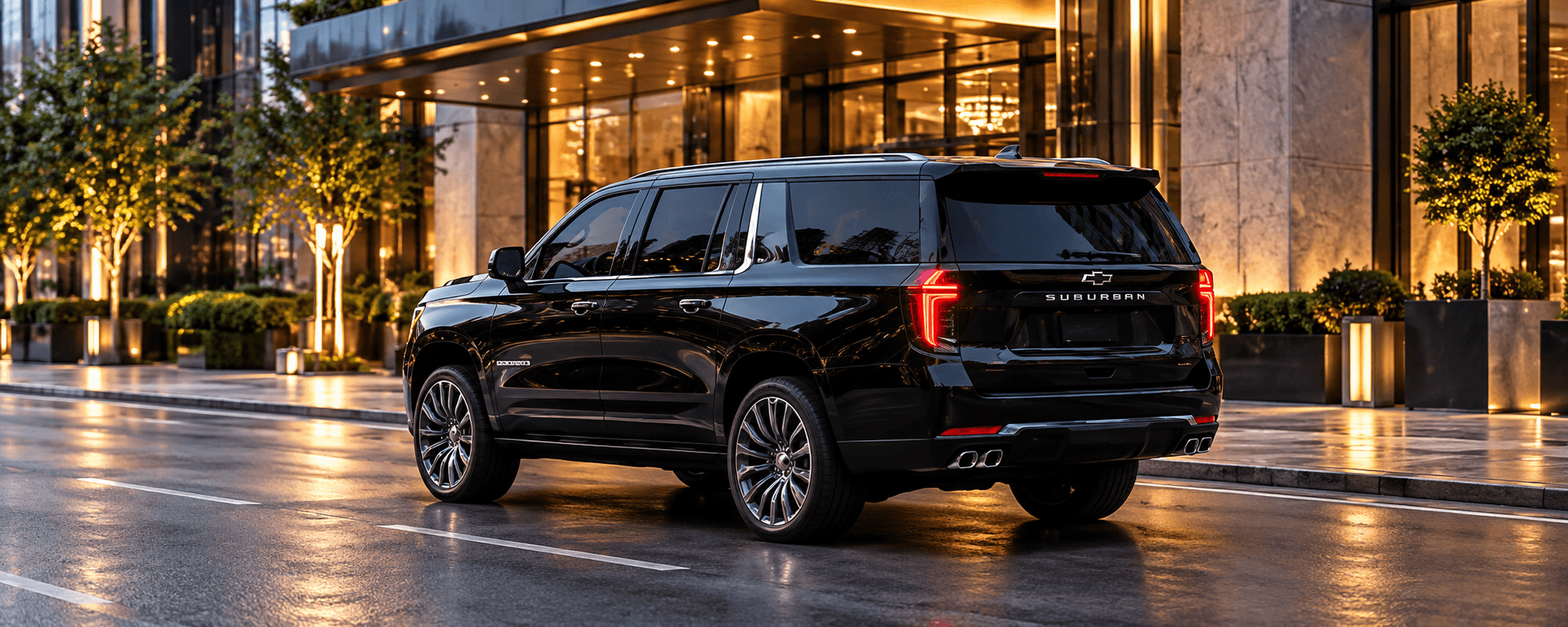 Luxury SUV chauffeur with passengers
