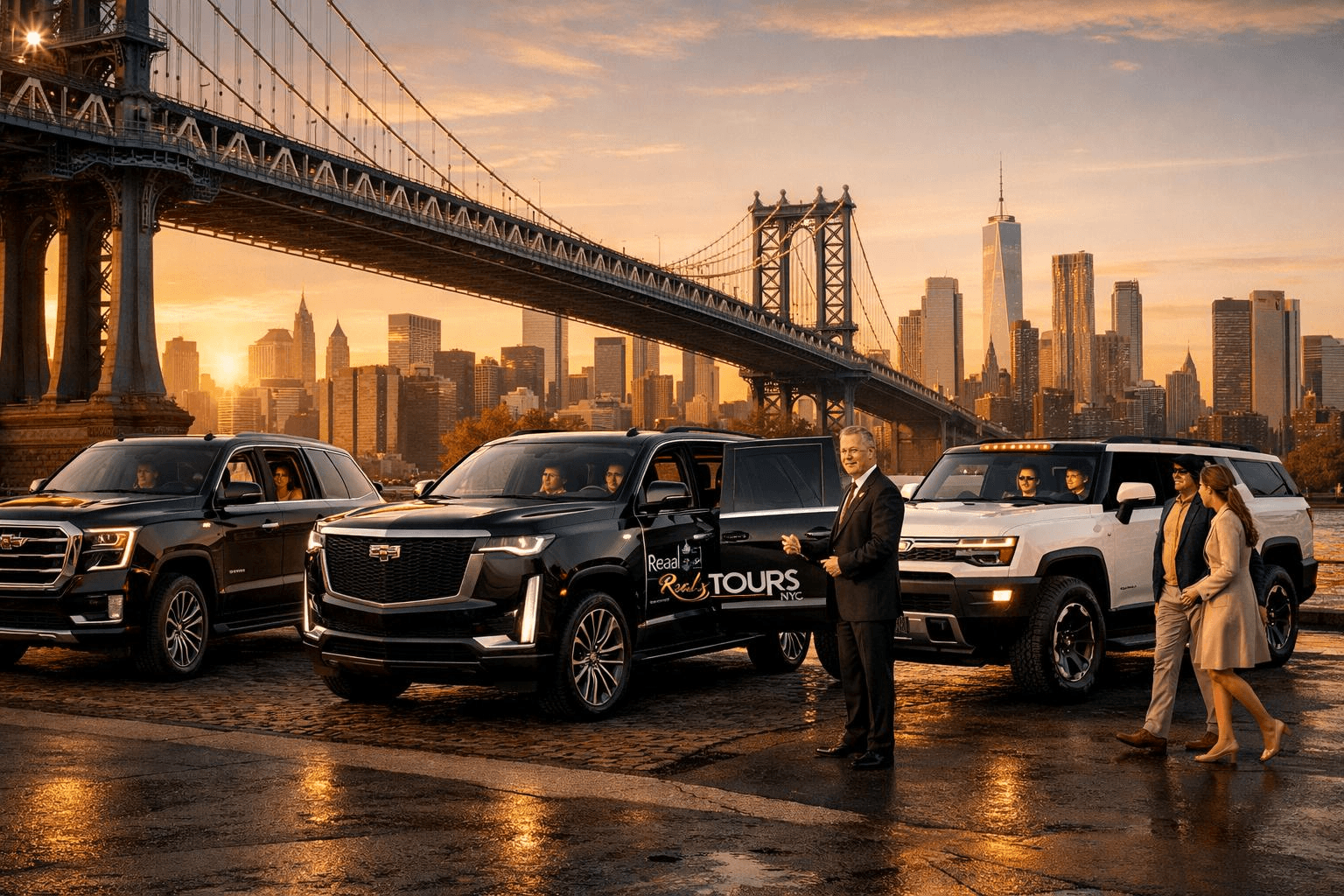 Chauffeur assisting guests at an airport transfer pickup