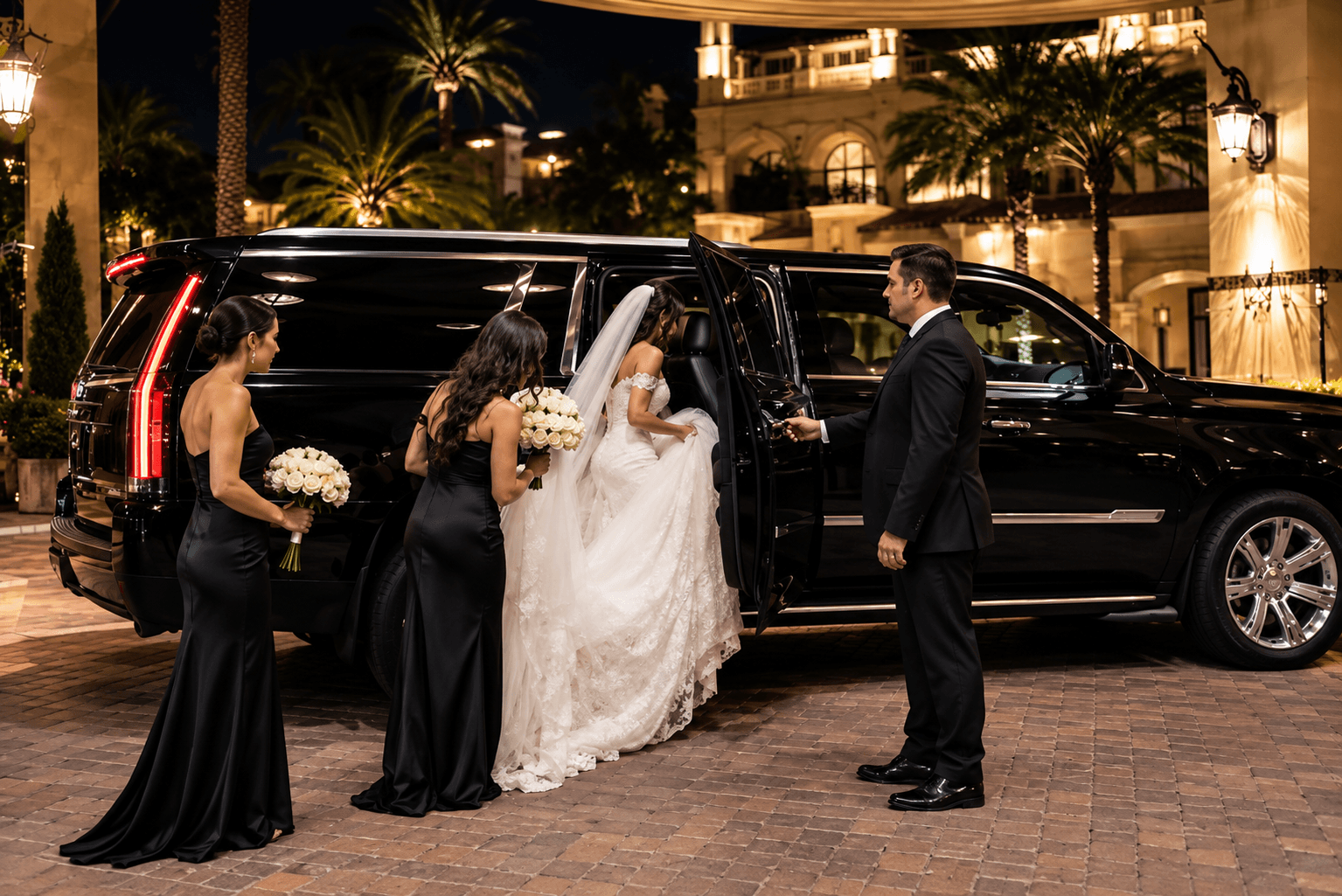 Luxury wedding limousine chauffeur
