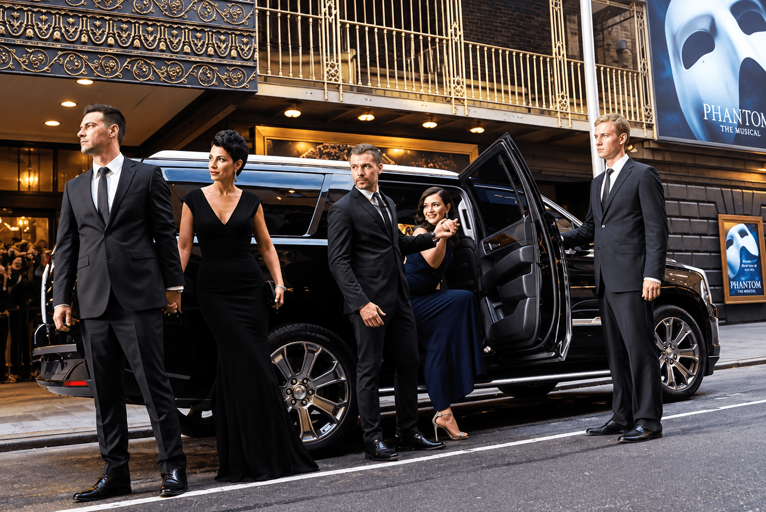 Chauffeur assisting guests at an airport transfer pickup
